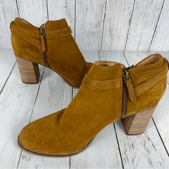 Franco Sarto Womens Ankle Boots Size 10 Brown Suede Leather Heeled Bootie - Picture 6 of 9